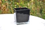 cache pot en verre carré et interieur noir, Jardin & Terrasse, Enlèvement ou Envoi, Carré, Utilisé, Intérieur