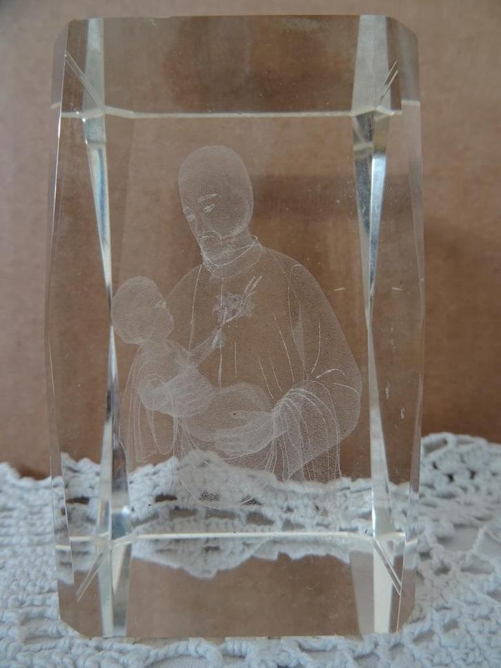 Heilige Antonius Glazen devotieobject Heilige Antonius 1960, Verzamelen, Religie, Zo goed als nieuw, Christendom | Katholiek, Overige typen