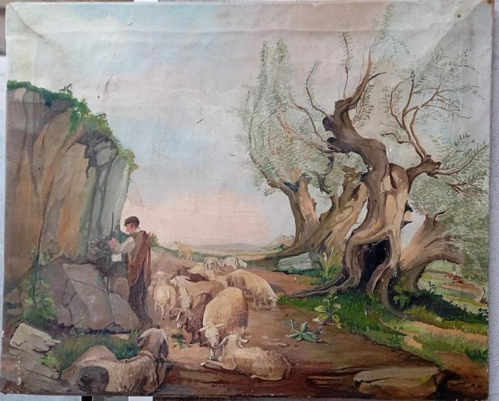 Oude pastorale schilderij 1930-1950, Antiek en Kunst, Kunst | Schilderijen | Klassiek, Ophalen of Verzenden