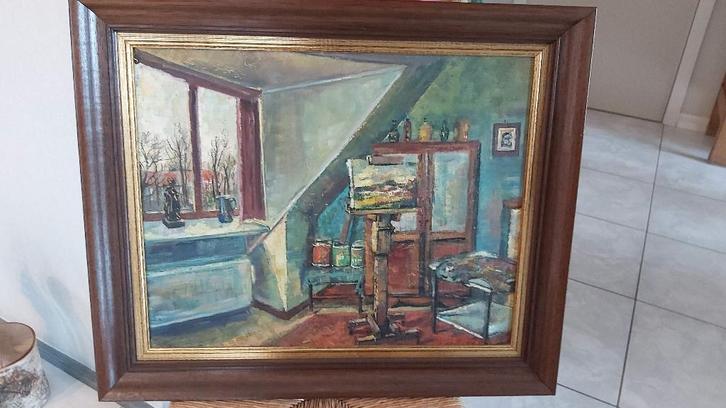 Olieverfschilderij op doek: het Atelier, Antiek en Kunst, Kunst | Schilderijen | Klassiek, Ophalen