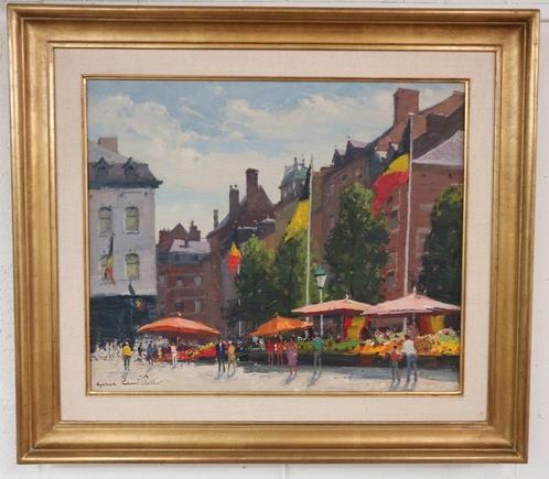 Georges LAMBILLOPTTE, markt in Namen 1976, Antiek en Kunst, Kunst | Schilderijen | Klassiek, Ophalen of Verzenden