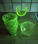 Uranium vaas + 2 uranium glazen, Ophalen of Verzenden