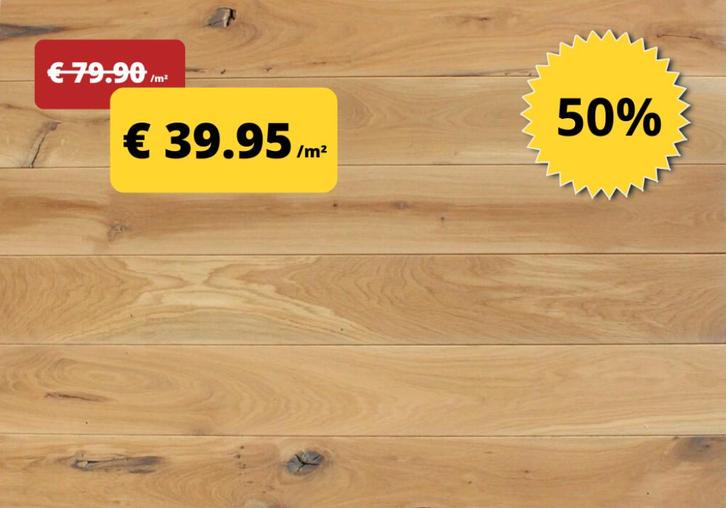 Houten vloeren voor € 39.95 /m² incl BTW - 50% KORTING, Doe-het-zelf en Bouw, Vloerdelen en Plavuizen, Nieuw, Parket, Hout, 150 cm of meer