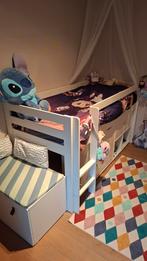 1 pers. hoogslaper, 2 opbergkasten, matras + beschermer, Kinderen en Baby's, Ophalen, Hoogslaper