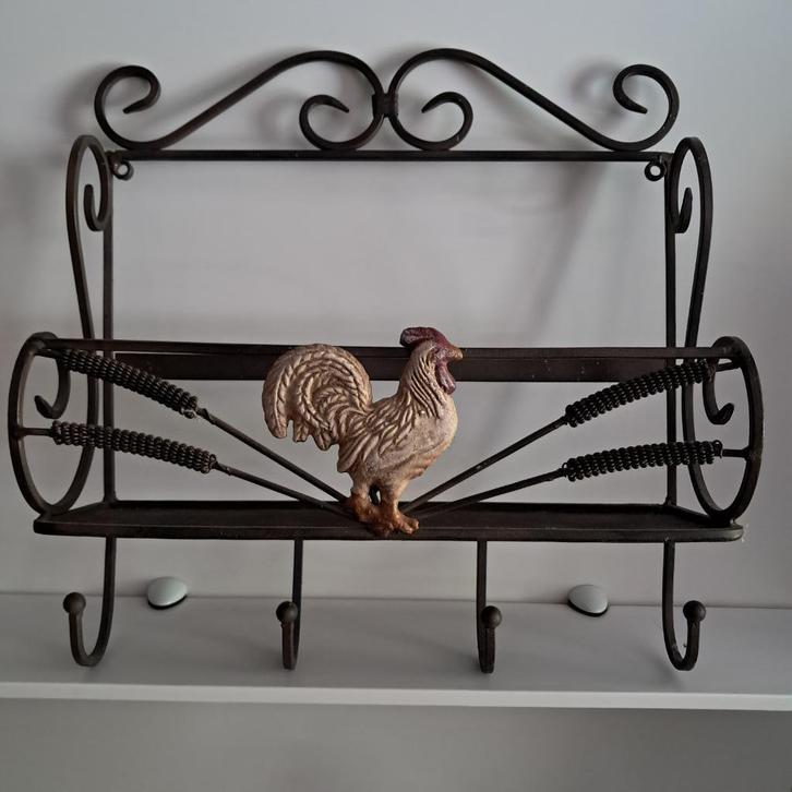 Decoratieve kapstok, smeedijzer, old-rustlook - 4 haken, Huis en Inrichting, Woonaccessoires | Kapstokken, Wandkapstok, Metaal