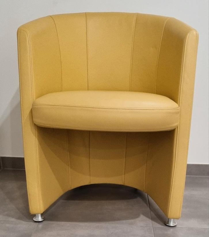 Prachtig geel design lederen zeteltje, Rolf Benz, Huis en Inrichting, Fauteuils, Ophalen