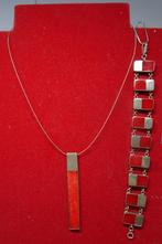 ENSEMBLE BRACELET / PENDENTIF, Ophalen of Verzenden, Gebruikt, Rood, Zilver