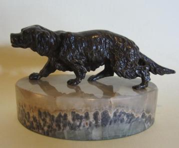 Antieke bronzen hond, brons ca 1920 spaniel? retriever?