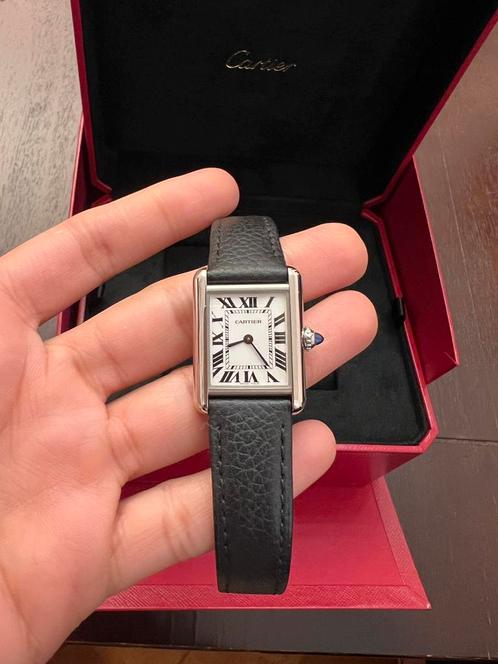 Must de Cartier tankhorloge, Handtassen en Accessoires, Horloges | Dames, Zo goed als nieuw, Staal, Staal, Ophalen