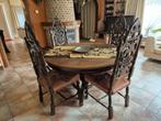Prachtige eiken tafel met 4 stoelen., Huis en Inrichting, Ophalen, Gebruikt, Eikenhout, Ovaal