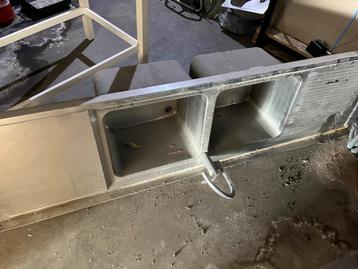 Evier industriel double en inox, Enlèvement ou Envoi, Utilisé