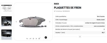 RIDEX remblokken 402B0414 beschikbaar voor biedingen