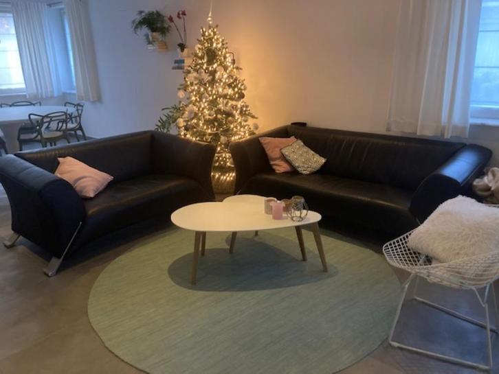 Rolf Benz 322 banken: 3- & 2-zit, Huis en Inrichting, Zetels | Zetels, Gebruikt, Rechte bank, Leer, Ophalen