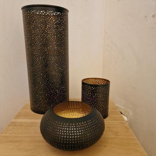 Set klassevolle theelichtenhouders CASA zwart / goud, Huis en Inrichting, Woonaccessoires | Kandelaars en Kaarsen, Nieuw, Kandelaar