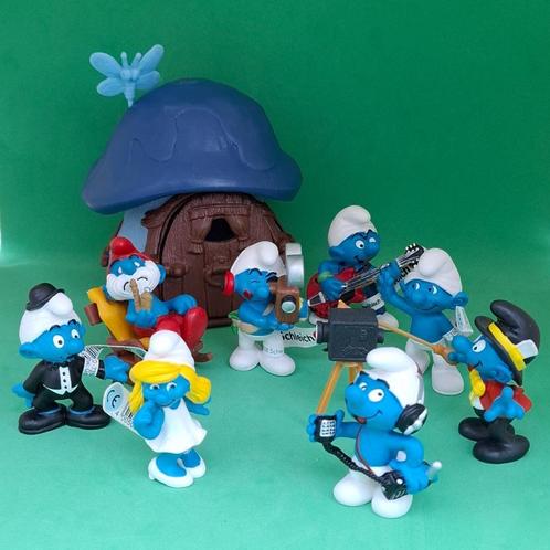 Smurfen dorp met blauw huisje schleich lot schtroumpf, Verzamelen, Smurfen, Nieuw, Poppetje, Figuurtje of Knuffel, Verschillende Smurfen