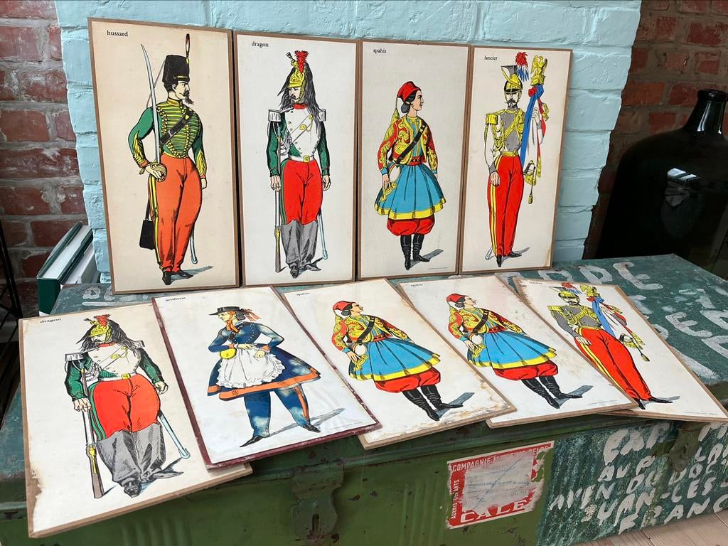 9 lithograhies Imagerie Pellerin-Epinal uniformes, Enlèvement ou Envoi