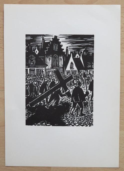 Houtsnede Frans Masereel: BRUGGE: De H. Bloedprocessie (2), Antiek en Kunst, Kunst | Etsen en Gravures, Verzenden