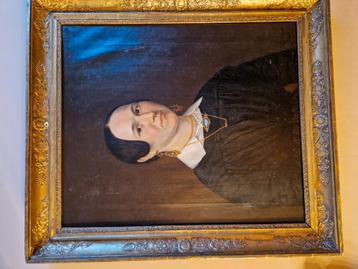 Dame uit de adel : Olie op doek 1848:Jean Baptiste Taquin -  beschikbaar voor biedingen
