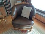 Authentieke vintage salonset – leder & massief hout, Huis en Inrichting, Ophalen, Gebruikt, 150 tot 200 cm, Klassieke stijl met tijdloze uitstraling