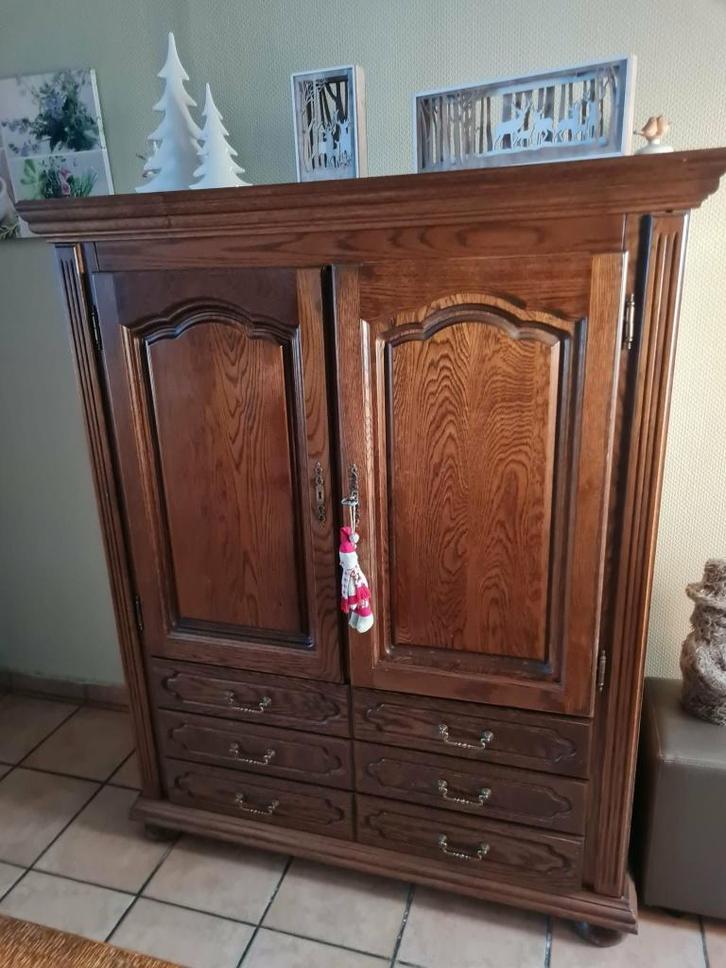 Vol eiken livingset, Huis en Inrichting, Kasten | Vitrinekasten, Gebruikt, 100 tot 150 cm, 100 tot 150 cm, 50 tot 75 cm, Met lade(s)