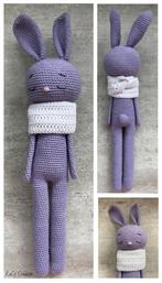 Knuffel ‘Konijn Lange Benen’ Purple (Handmade - Gehaakt), Crochet, Autres types, Enlèvement ou Envoi, Neuf