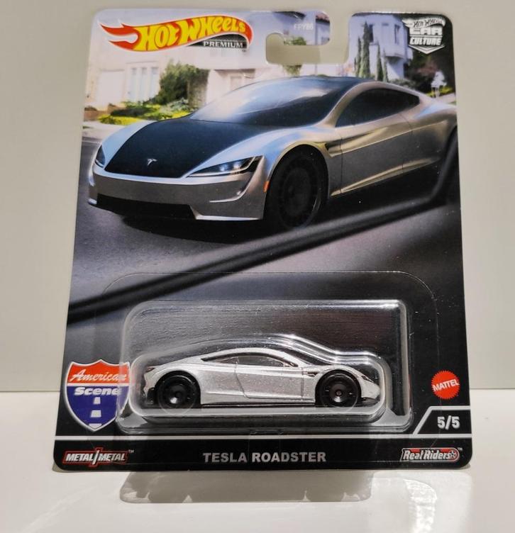 Hot Wheels Tesla Roadster American Scene (uit 2022) 1/64, Hobby en Vrije tijd, Modelauto's | Overige schalen, Ophalen of Verzenden