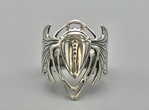 Zilveren Art Nouveau ring met Meikever. 2025/564, Handtassen en Accessoires, Antieke sieraden, Ring, Zilver, Verzenden