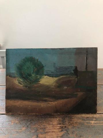 SCHILDERIJ KUNST OLIE HOUT KLEIN MODEL  beschikbaar voor biedingen