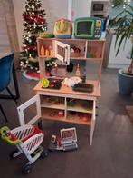 Complete houten speelkeuken + kassa & winkelwagen, Kinderen en Baby's, Ophalen, Gebruikt, Hout, Speelkeuken-accessoire