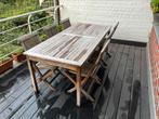 Trrastafel en stoelen, Ophalen, 6 zitplaatsen, Teakhout, Zo goed als nieuw