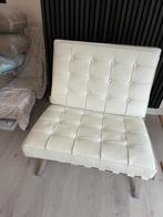 Replica Barcelona chair leer wit nieuw, Huis en Inrichting, Fauteuils, Ophalen, Zo goed als nieuw, Leer