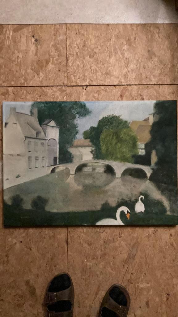 Brugge (2stuks), Antiek en Kunst, Kunst | Schilderijen | Abstract, Ophalen of Verzenden