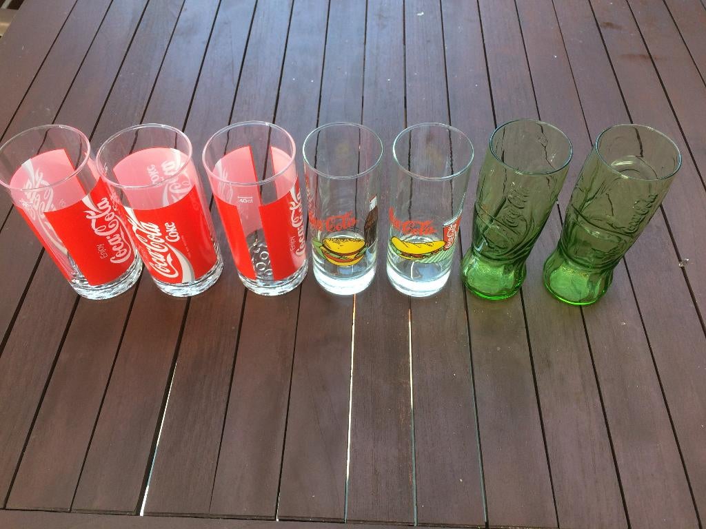 coca cola glazen ( 7stuks ), Verzamelen, Glas en Drinkglazen, Ophalen, Zo goed als nieuw, Frisdrankglas