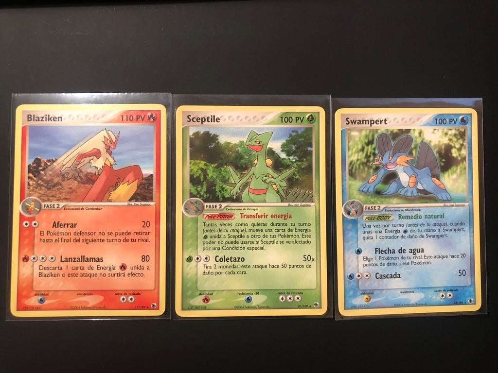 Blaziken Sceptile Swampert ex rubis et saphir espagnol, Enlèvement ou Envoi, Neuf, Plusieurs cartes