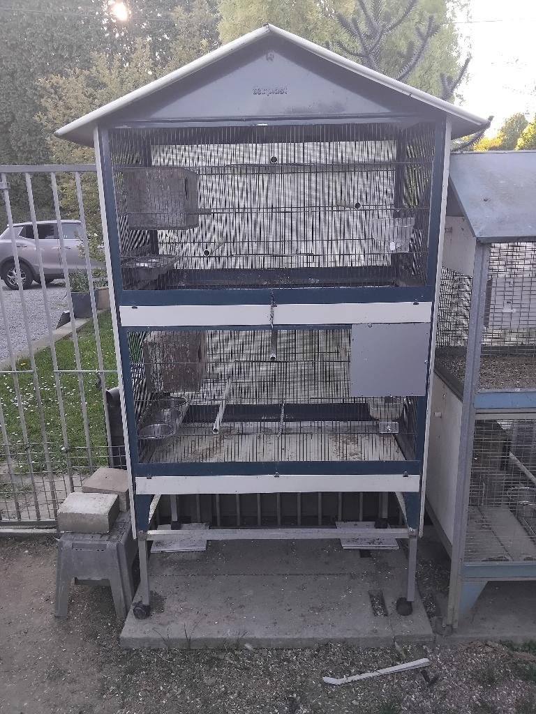 Double cage sur roulettes pour extérieur, Animaux & Accessoires, Enlèvement, Utilisé, Métal, Volière