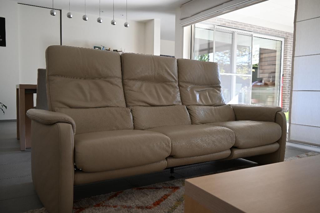 Beige leder salon, Ophalen, Gebruikt, Leer, Stijlvol modern, tijdloos design