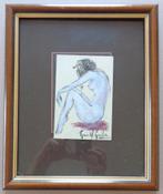 RENEE W. KUELLER / NAAKTE VROUW / ORIGINEEL / 34x28cm KADER, Ophalen of Verzenden