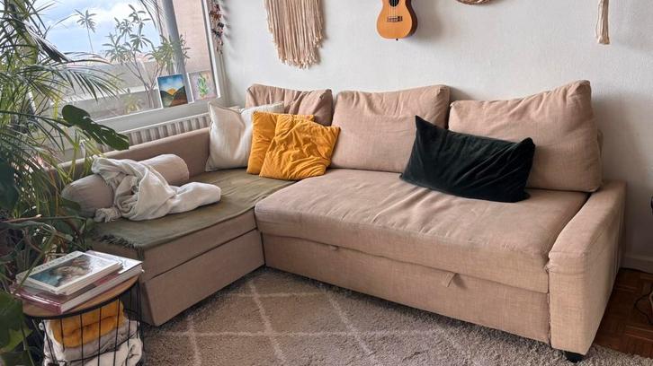 Hoekbank met bed + opbergruimte., Huis en Inrichting, Zetels | Complete zithoeken, Gebruikt, Overige materialen, Ophalen