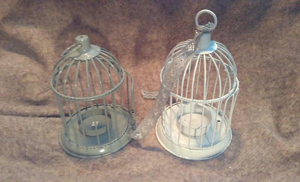 vogelkooitjes voor theelichtje. Per set van 2 stuks, Ophalen of Verzenden, Grijs