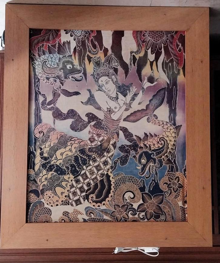 Lichtbak met indonesische batik, Antiquités & Art, Tapis & Textile, Enlèvement