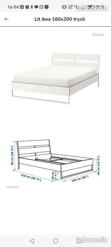 Lit IKEA Trysil, Maison & Meubles, Chambre à coucher | Lits, Comme neuf, Enlèvement, 200 cm, Deux personnes