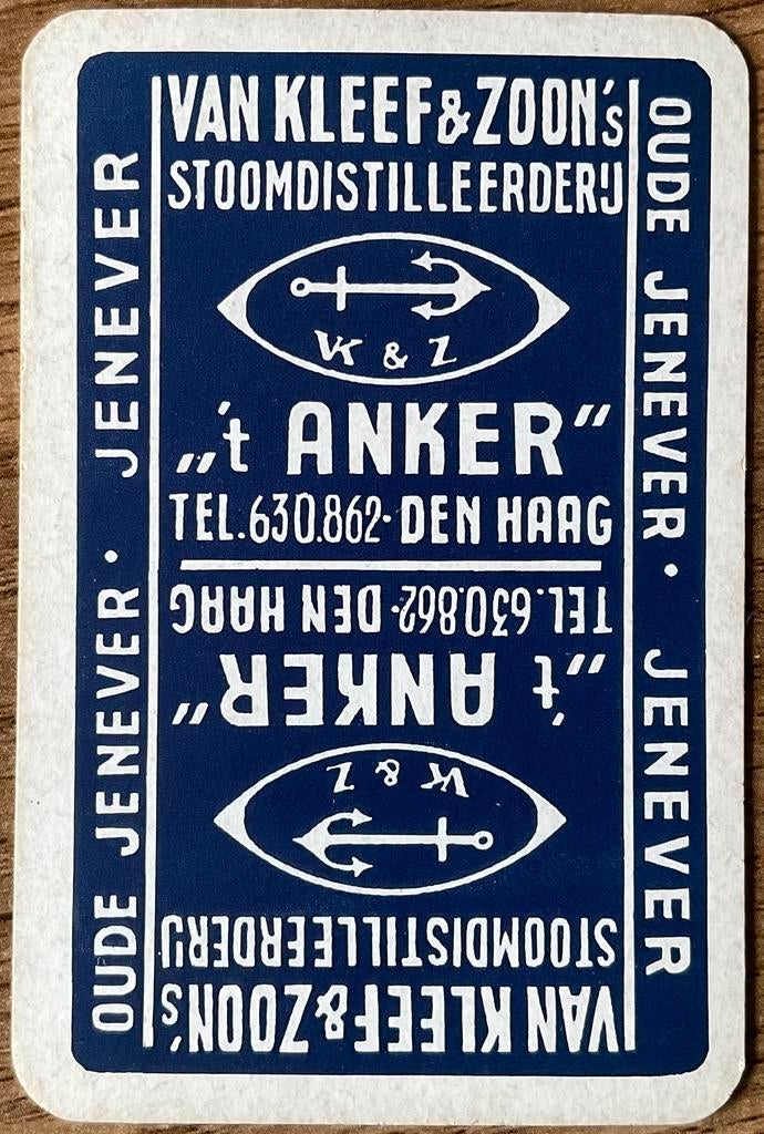 Oude speelkaart OUDE JENEVER/‘T ANKER/DEN HAAG, Ophalen of Verzenden, Zo goed als nieuw, Speelkaart(en)