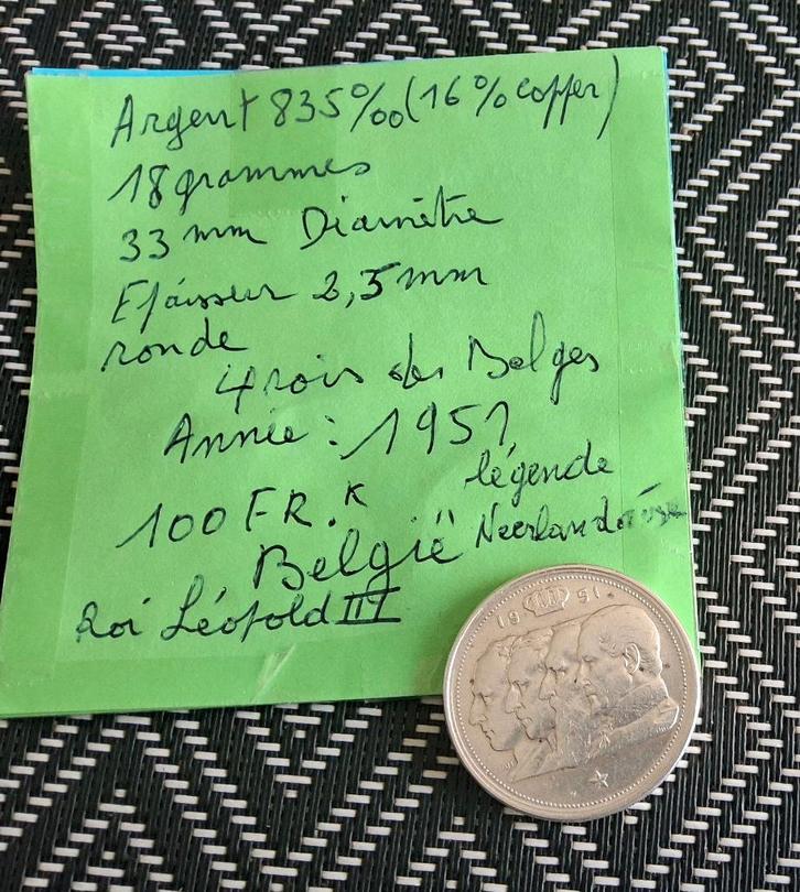 100 Fr 4 Koningen der Belgen 1951 Nederlands, Postzegels en Munten, Munten | België, Metaal, Zilver, Ophalen of Verzenden