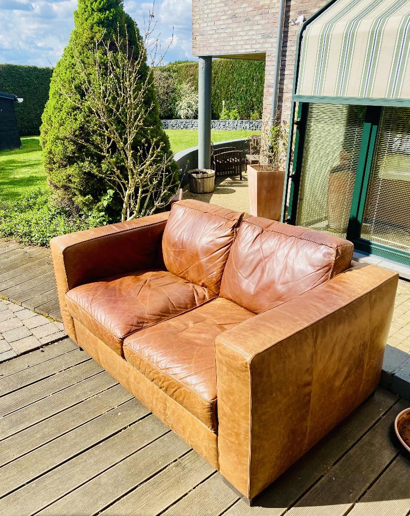 A vendre canapé cuir 2 places, Maison & Meubles, Canapés | Salons, 75 à 100 cm, Cuir brun, Comme neuf, Enlèvement