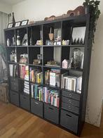 Kallax noir 5x5 cases + rangements, 25 à 50 cm, 150 à 200 cm, Utilisé, Avec tiroir(s)