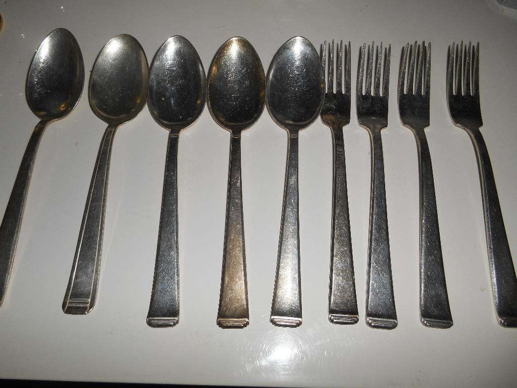 Lot de 9 couverts OKA 90.45 style Bauhaus, Antiek en Kunst, Ophalen of Verzenden