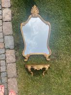 Spiegel met goudkleurige lijst en bijpassend plankje, Antiek en Kunst, Ophalen