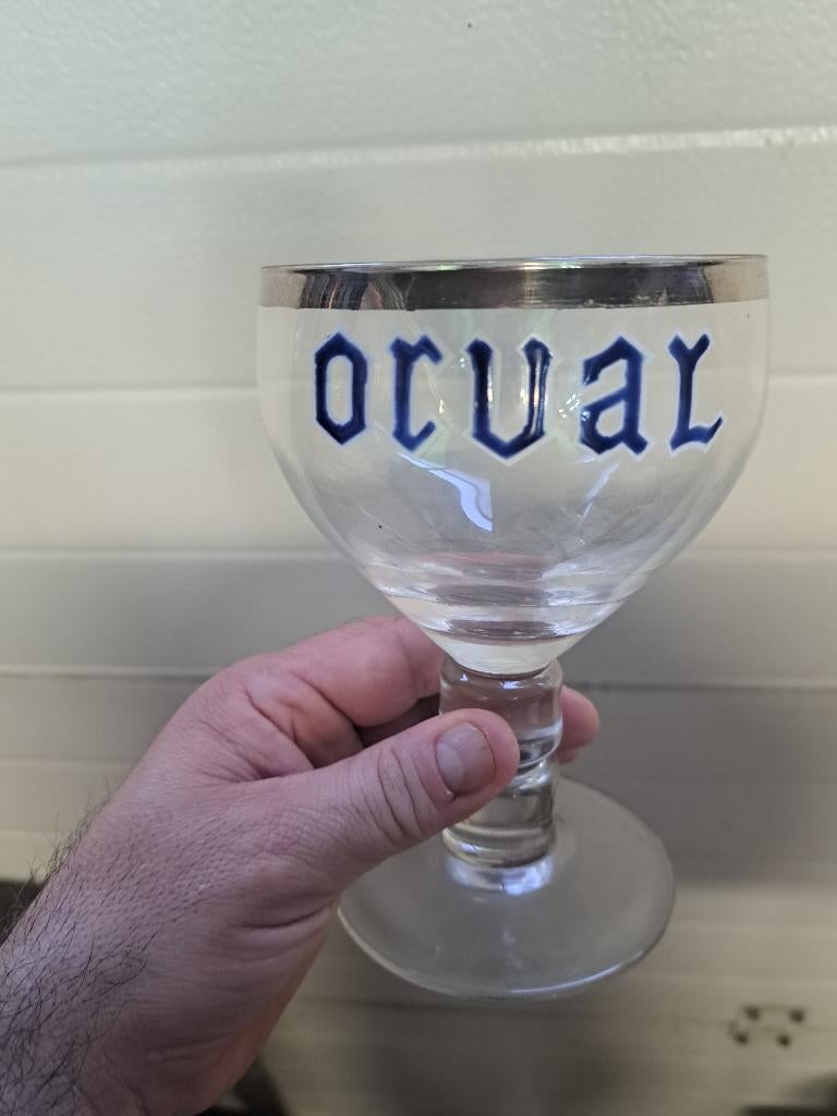 Verre orval émaillé gros pied, Collections, Marques de bière, Enlèvement
