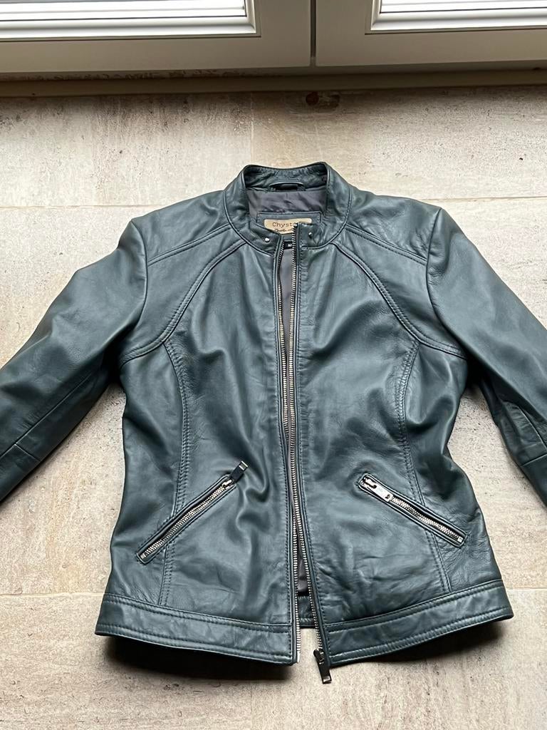 Lederen jas Chyston maat smal in nieuwe staat, Ophalen, Nieuw, Maat 36 (S), Blauw