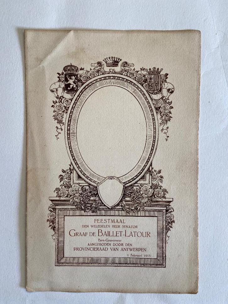 Graaf de Baillet- Fête Latour 1913 Anvers, Collections, Collections Autre, Utilisé, Enlèvement ou Envoi